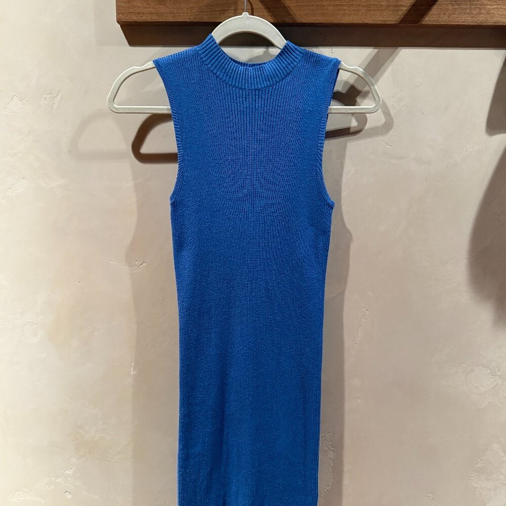 Forever 21 Ribbed Mock Neck Mini Dress in Blue